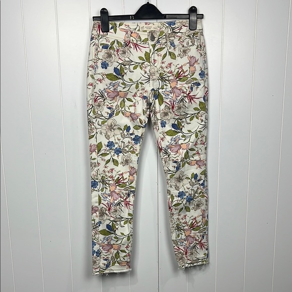 J. Jill Womens Jeans 0P Pink Blue Green Authentic Fit Slim Ankle Floral Stretch - Picture 1 of 15